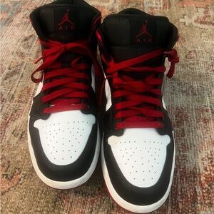 Jordan Black, Red, and White Sneakers